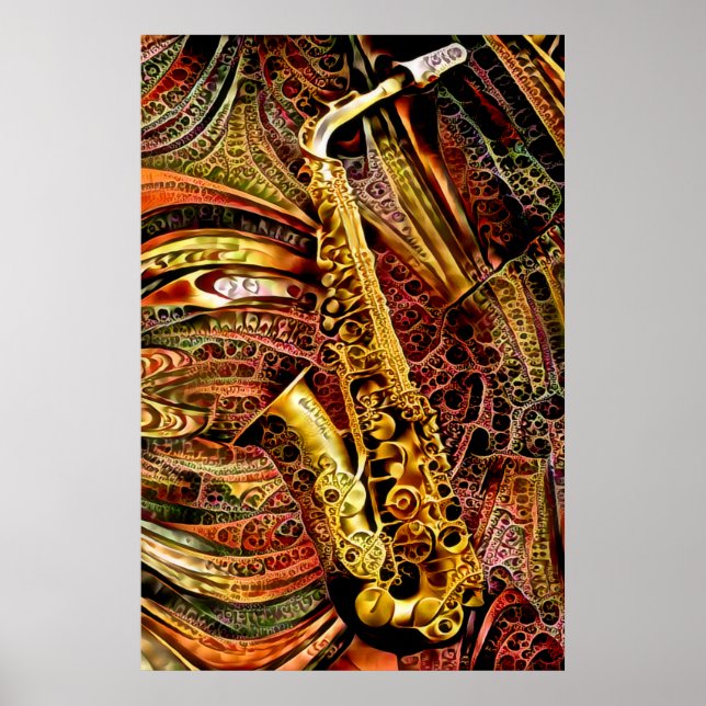 Affiche Saxophon ornemental (Devant)