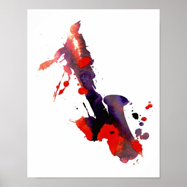 Affiche Saxophone Abstrait (Devant)