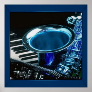 Affiche Saxophone bleu