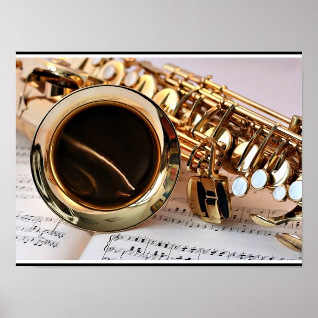 Affiche Saxophone, closeup photograph (Devant)