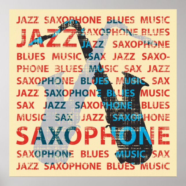 Affiche Saxophone de jazz (Devant)