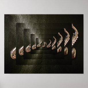 Affiche Saxophone deux jouant une note musicale