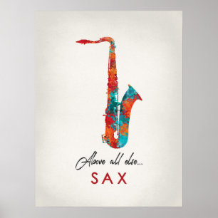 Affiche Saxophone - Musique colorée brillante
