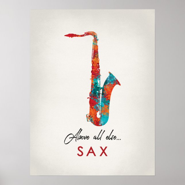 Affiche Saxophone - Musique colorée brillante (Devant)
