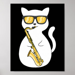 Affiche Saxophone Player Amoureux des chats Saxophoniste M