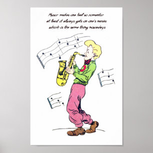 Affiche Saxophone Player Music Citations de bande dessinée