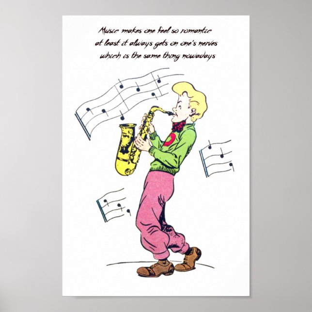 Affiche Saxophone Player Music Citations de bande dessinée (Devant)
