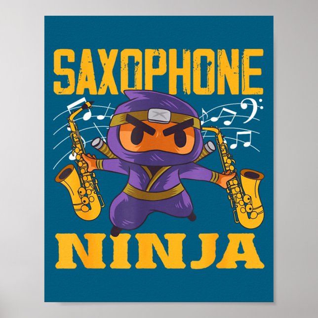 Affiche Saxophonist Ninja Saxophone Smile (Devant)