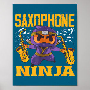 Affiche Saxophoniste Ninja Saxophone Sourire