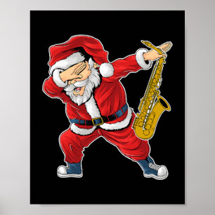 Affiche Saxophoniste Santa Claus Saxophone Jazz and Blues