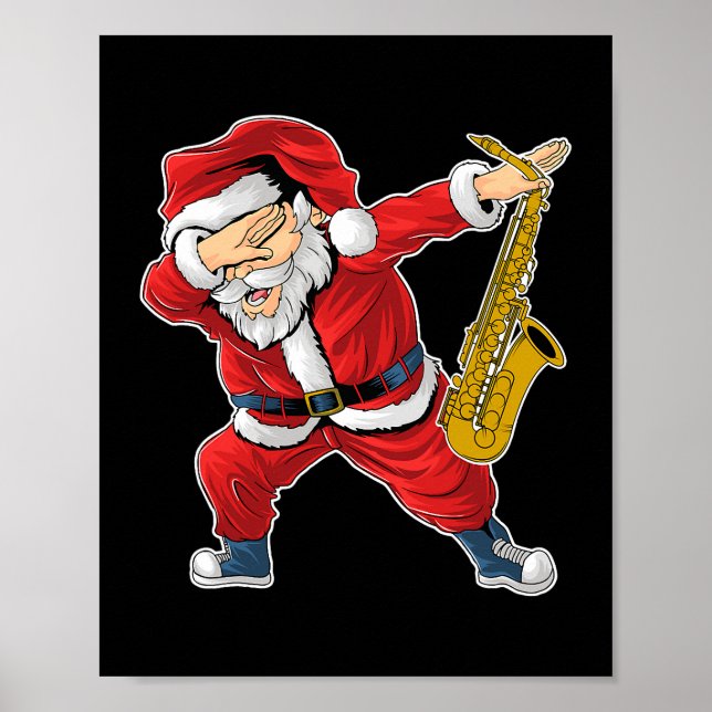 Affiche Saxophoniste Santa Claus Saxophone Jazz and Blues  (Devant)
