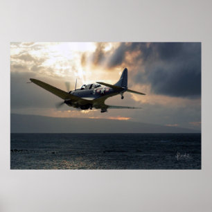 Affiche SBD-5 courageux au-dessus du Pacifique