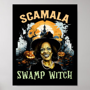 Affiche Scamala Kamala Harris Hallowe sorcière de marais n