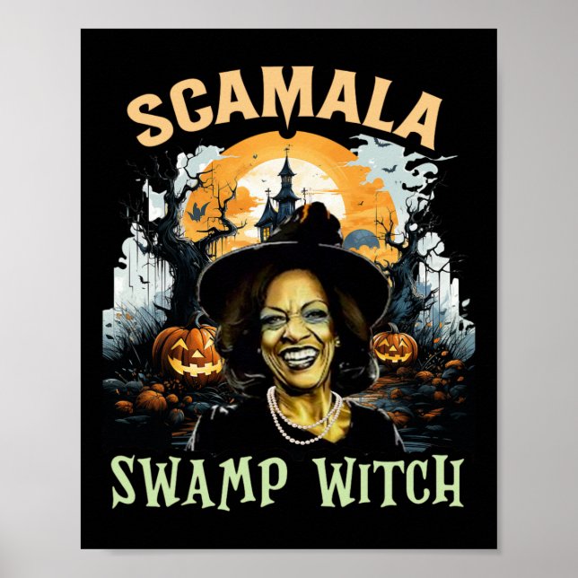 Affiche Scamala Kamala Harris Hallowe sorcière de marais n (Devant)