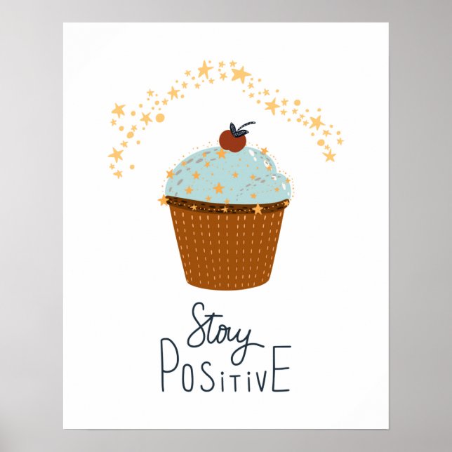 Affiche Scandi cupcake moderne rester une pépinière positi (Devant)