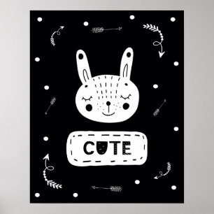 Affiche Scandi moderne mignon Bunny Nursery