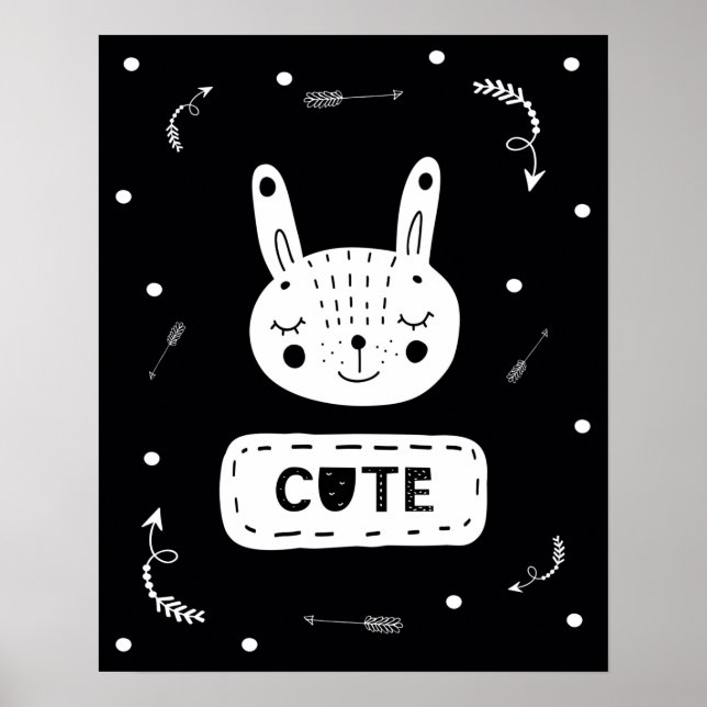 Affiche Scandi moderne mignon Bunny Nursery (Devant)