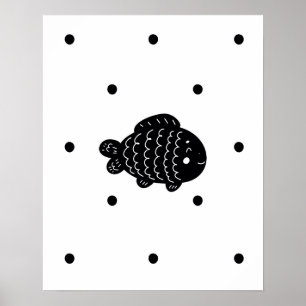 Affiche Scandi moderne Poisson et taches flèches pépinière