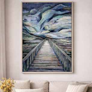 Affiche Scandinave Idyllic Cold Winter Night Pleine lune