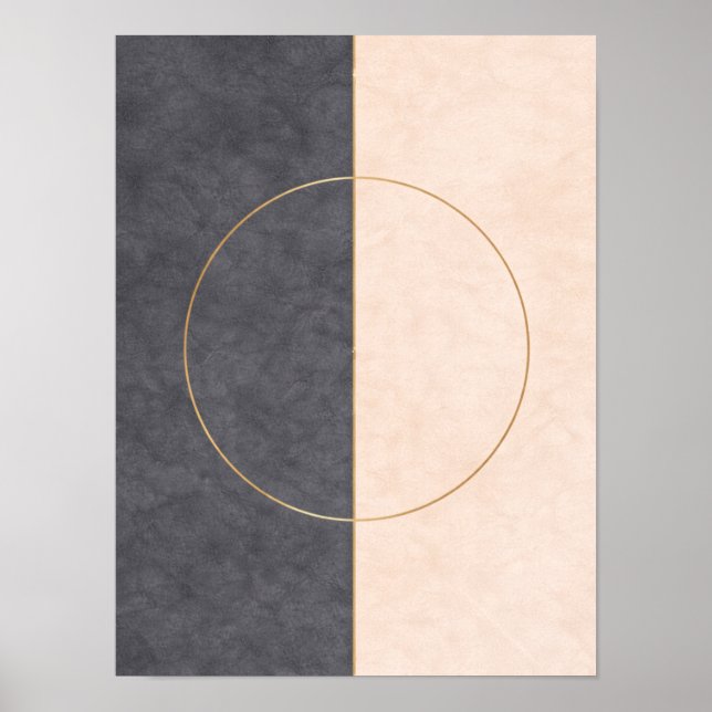 Affiche Scandinavian Circle Line Wall Art – Neutral Print (Devant)