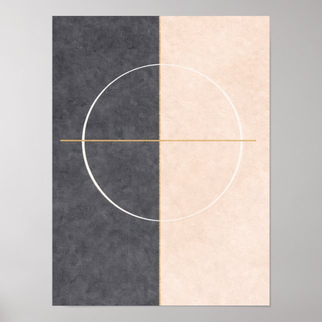 Affiche Scandinavian Geometric Wall Art – Beige & Grey  (Devant)