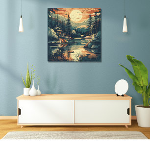 Affiche Scandinavie Art Mountain Home