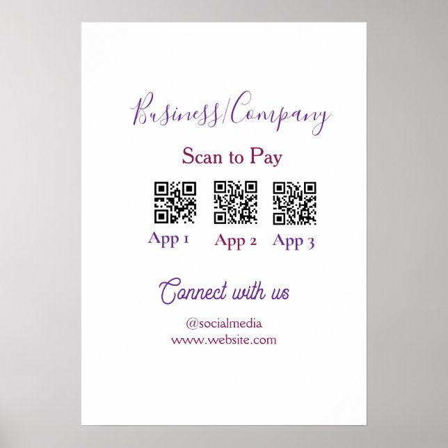 Affiche Scanner pour payer le logo de l'entreprise code Q  (Devant)