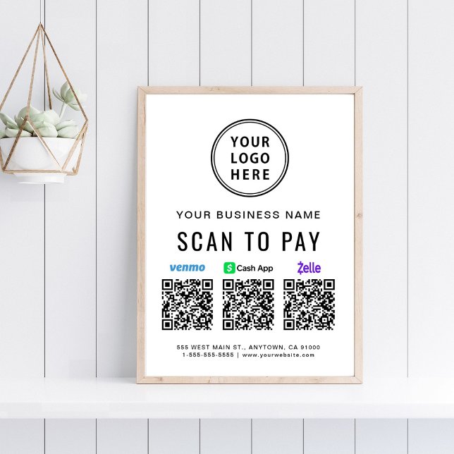 Affiche Scanner pour payer les codes QR de Venmo Zelle Cas (Créateur téléchargé)