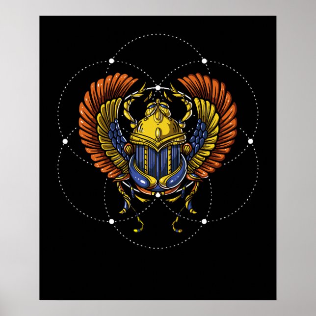 Affiche Scarab Beetle Egyptian Symbol Sacred Geometry (Devant)