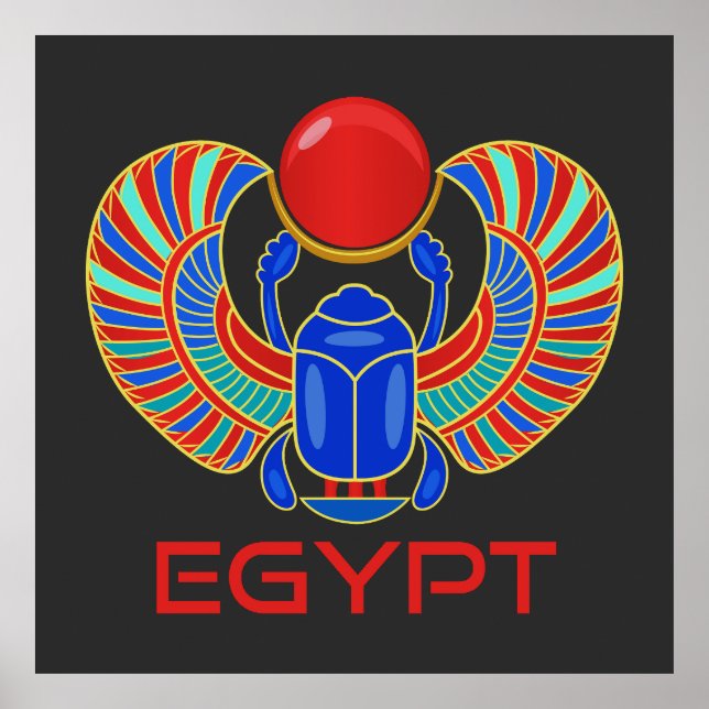 Affiche Scarab Égyptien Avec Le Mot Egypte (Devant)