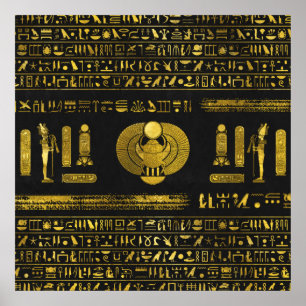 Affiche Scarab égyptien doré en cuir noir