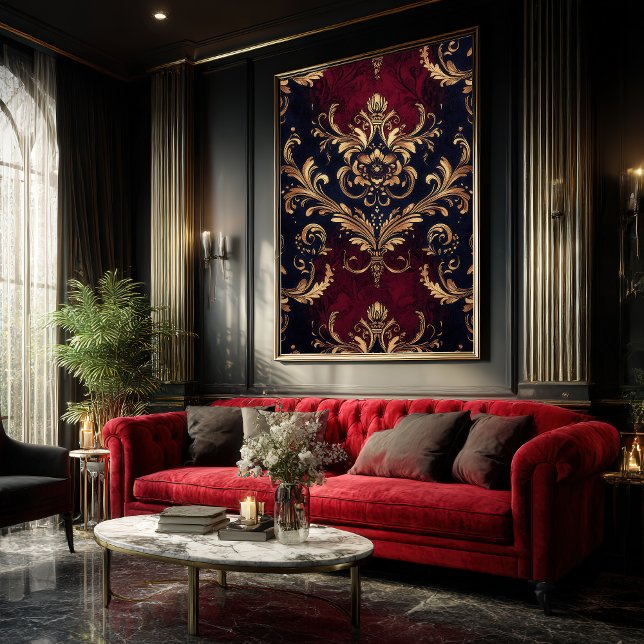 Affiche Scarlet & Or Baroque Floral (Créateur téléchargé)