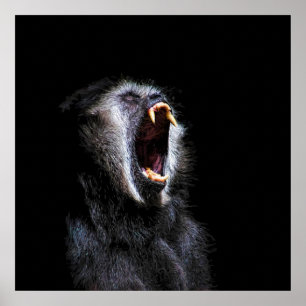 Affiche Scary Black Gibbon Singe Vicious Dents Fangés