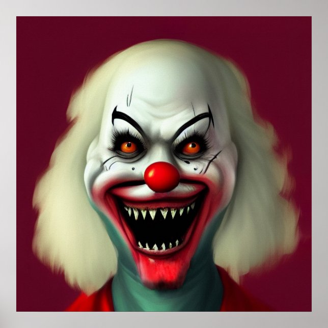 Affiche scary clown horror portrait de monstre halloween (Devant)
