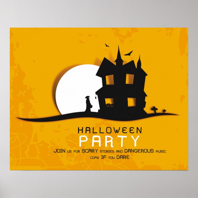 Affiche Scary House & Pleine lune Halloween Fête Invitatio (Devant)
