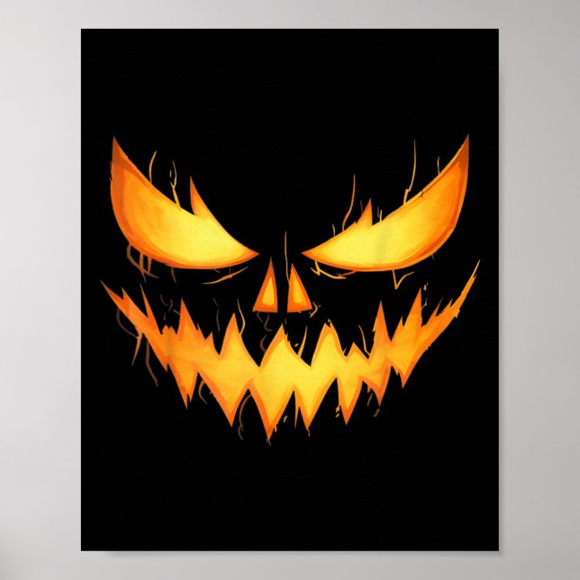 Affiche Scary Jack O Lantern Carved Pumpkin Face Halloween (Devant)