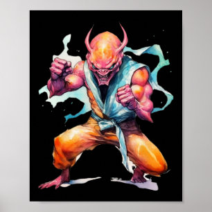 Affiche Scary Martial Arts Fighter Karate Boxer Comt Kung