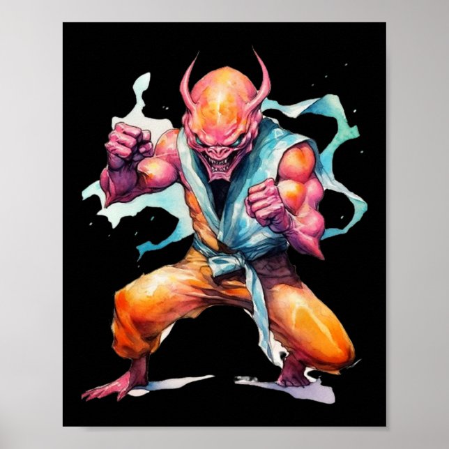 Affiche Scary Martial Arts Fighter Karate Boxer Comt Kung (Devant)