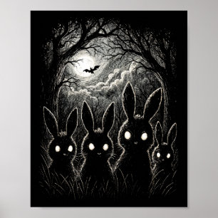 Affiche Scary Rabbit Eyes Forêt Costume d'Halloween Déplai