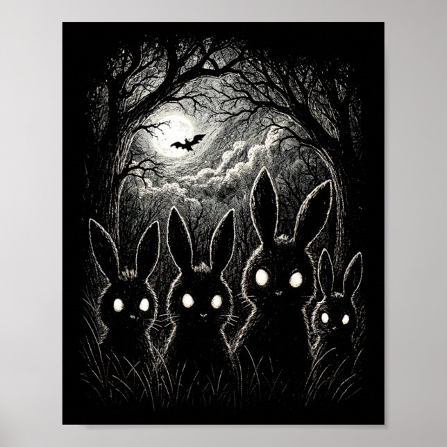 Affiche Scary Rabbit Eyes Forêt Costume d'Halloween Déplai (Devant)