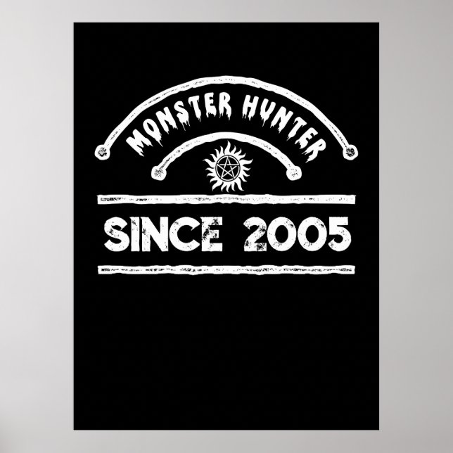 Affiche Sceau de Chasseur de Monstres Typographie en détre (Devant)