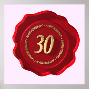 Affiche sceau de cire rouge du 30e anniversaire