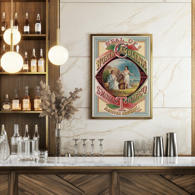 Affiche Sceau de la Caroline du Nord Tabac Vintage Publici (Créateur téléchargé)