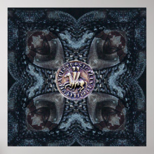 Affiche SCEAU DU MODÈLE DES CHEVALIERS SUR FER CROISÉ Noir