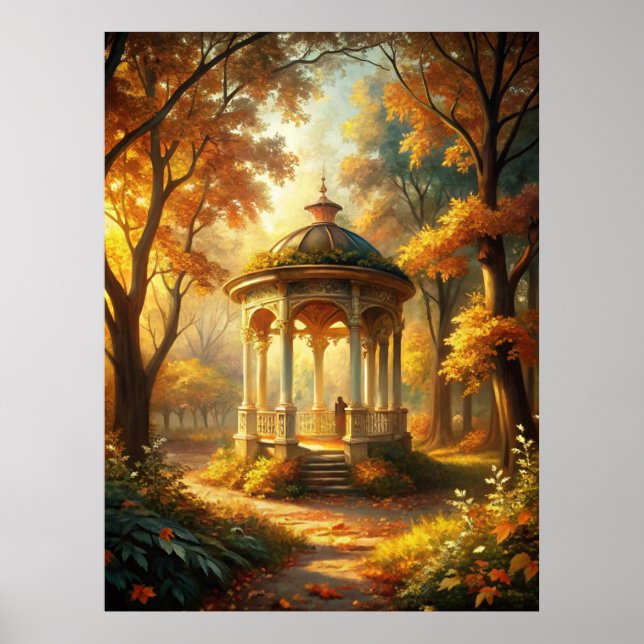Affiche Scène Automne D'Automne Avec Gazebo (Devant)