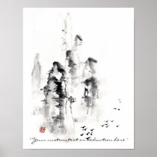 Affiche Scène chinoise orientale classique de montagne