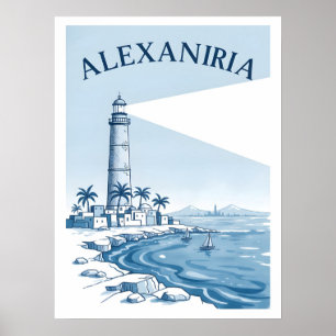 Affiche Scène côtière du phare d'Alexandrie Voyage