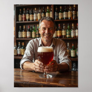Affiche Scène d'accueil de la chaleureuse taverne belge Po