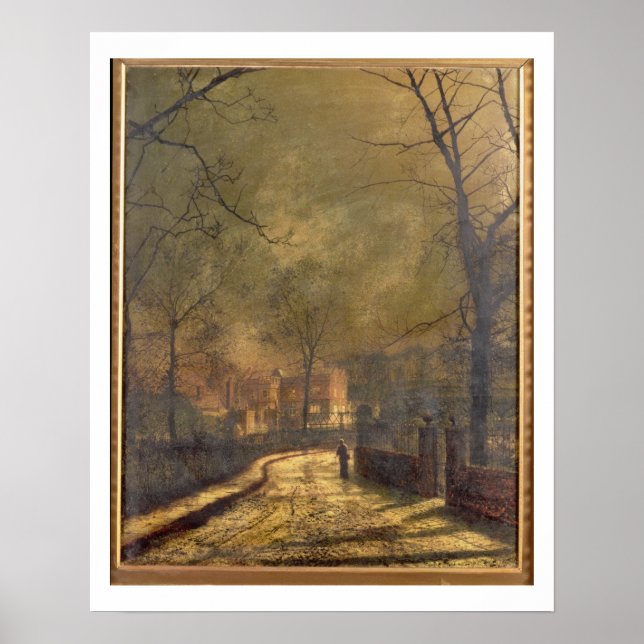 Affiche Scène d'automne, Leeds, 1874 (huile à bord) (Devant)