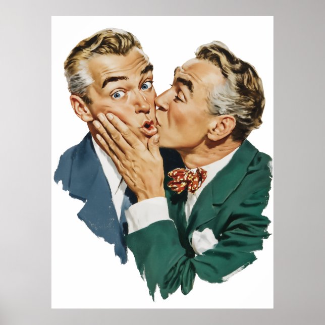 Affiche Scène de baiser surprise d'humour vintage (Devant)